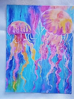 Jellyfish Print From Original Acrylic Painting 11 ×8 In Ocean Sea Collorful • $0.99