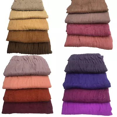 New Style Cotton Crinkle Pleated Plain Maxi  Large Hijab Scarf  Headscarf Muslim • £3.99