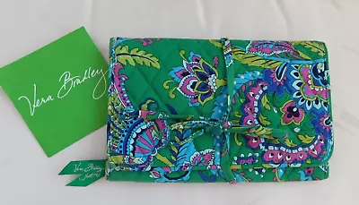 VERA BRADLEY All Wrapped Up Jewelry Roll Travel Case - Emerald Paisley Green • $19.95