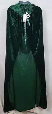 Bigxian Costume Renaissance Faire Fairy Green Velvet Cloak Hooded Cape • $21