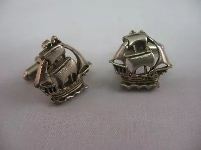 Vintage Cufflinks For Men: SAILING BOAT CLIPPER SHIP NAUTICAL THEME • $29.99