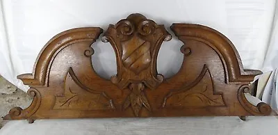 32   Antique French Hand Carved Wood Solid Oak Pediment - Crown • $189