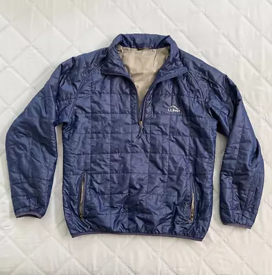 L.L. Bean Primaloft Packaway Quilted 1/2 Zip Blue Pullover Puffer Jacket Medium • $28