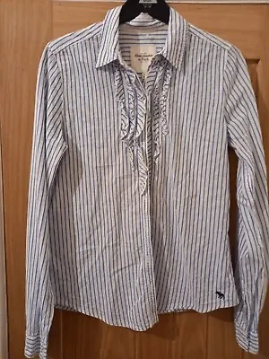 Ladies Size Medium Blue White Strip Top Blouse By Abercrombie & Fitch • £4