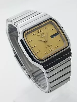 Vintage Golden Seiko 5 Automatic 7009A Ref Men's Working Wrist Watch • $60.99