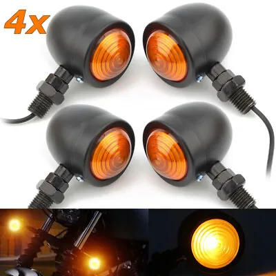 4x Vintage Motorcycle Bullet Brake Blinker Turn Signals Lights Amber For Harley • $15.93