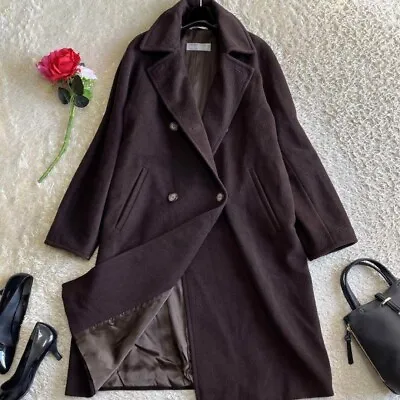 Max Mara Chester Coat Double Size 40 Long Length Dark Brown Wool Women • $166