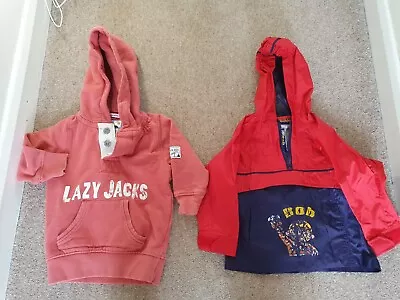 Baby Boy Age 12-18 & 12-24 Lazy Jacks Hoodie & Pack Away Rain Mac Bob Builder • £5.99