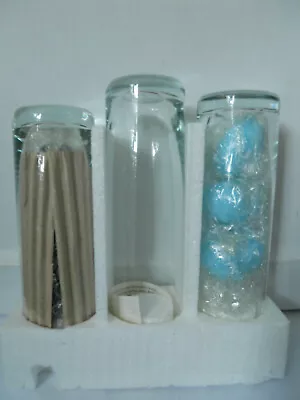 $7.65 • Buy Hallmark GLASS VASE FLOATING CANDLE HOLDERS (3) Blue Candles Marbles  