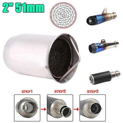 Universal 2  Motorcycle Exhaust Pipe Can DB Killer Silencer Muffler Baffle 51mm • $20.38