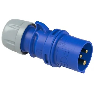 PCE 16Amp 3Pin Blue Plug  IP44  2P+E  230V PCE 013-6 | Splash-proof • £7.35