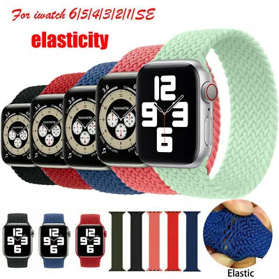 $5.99 • Buy Elastic Nylon Strap Braided Solo Loop Band For IWatch Apple Watch 7 6 SE 5 38 45