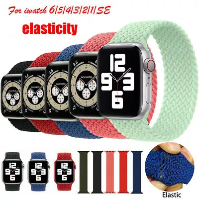 $5.69 • Buy Elastic Nylon Strap Braided Solo Loop Band For IWatch Apple Watch 7 6 SE 5 38 45