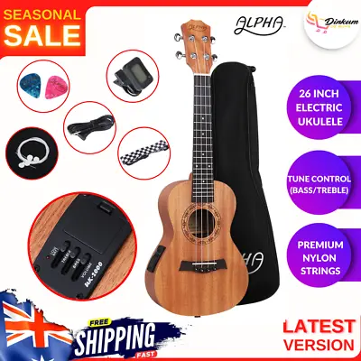 $84.72 • Buy ALPHA 26 Inch Tenor Ukulele Electric Mahogany Hawaii Acoustic Guitar Built-In EQ