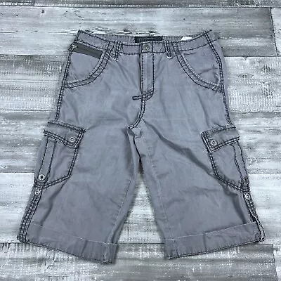 GUESS Mens Shorts 36 Gray Cargo Capri Los Angeles Roll Up Thick Stitch • $44.95