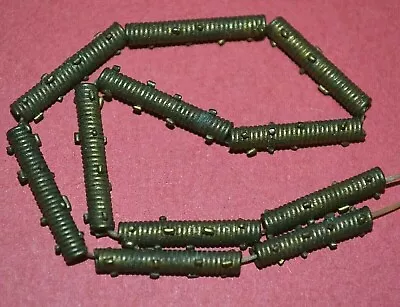 Antique Yoruba Tribal Handmade Brass Cylinder Metal Beads Nigeria African Trade • $28.16