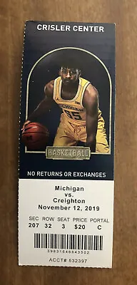 2019 Michigan Wolverines Vs Creighton Basketball Ticket Stub • $4.99