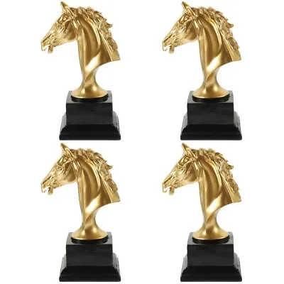  4 Pieces Home Horse Head Statue Office Desk Decor Trophy Desktop • £86.95