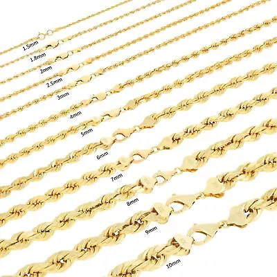 10K Yellow Gold 1.5mm-10mm Rope Chain D/C Necklace Bracelet Mens Women 7 - 30  • $88.98