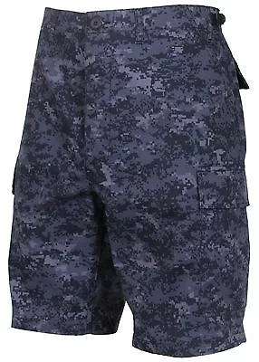 Rothco Mens Black & Midnight Blue Digital Camo BDU Cargo Uniform Shorts • $31.99