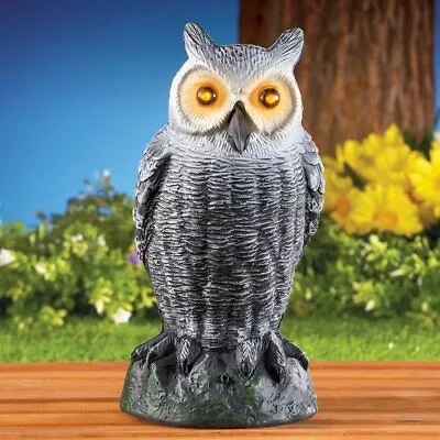 Motion Sensor Hooting Owl With Lighted Eyes Garden Statue Helps Keep Rodents Out • $29.99