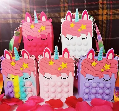 £3.99 • Buy Unicorn Cartoon Pop It Fidget Toy Shoulder Bag Handbag Popper Coin Purse