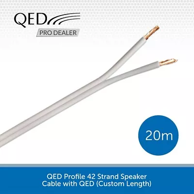 20m QED 42 Strand Oxygen Free Copper OFC High Quality HiFi Speaker Cable White • £18.99