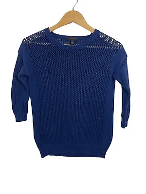 J. Crew Women’s Drapey Beach Pullover Crochet Sweater Blue Size XXS • $18.99