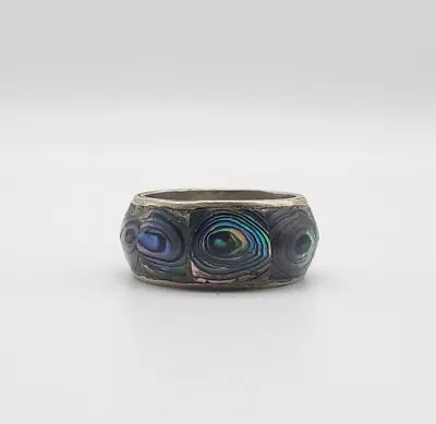 Sterling Silver & Abalone Band Ring Size 8 • $24.99