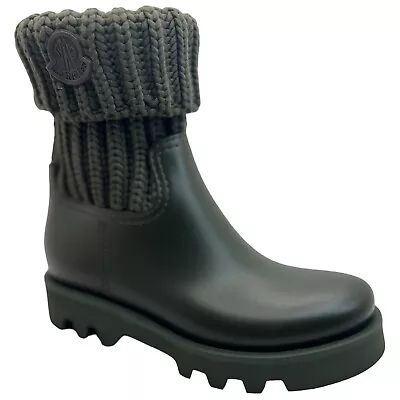 Amputee ONE SHOE ONLY! Moncler Ginette Rib-Knit Rain Boot In Olive Green Size 37 • $119.99