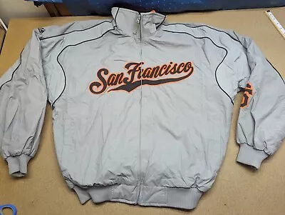 Vintage San Francisco Giants Majestic Mens Jacket Large Bomber Gray Nylon • $99.95