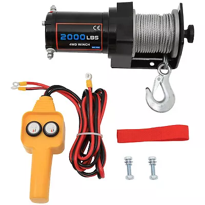 For Jeep Wrangler 12V 2000LB Electric Winch Towing Trailer Steel Cable Off Road • $65.62