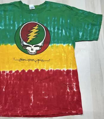 Vintage Grateful Dead 2005 Steal Your Face Colorblock TieDye Anvil T-Shirt Large • $24.99
