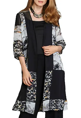 £8.89 • Buy CLEARANCE UK Sizes 8-18 Ladies Long Sheer Cardigan Kimono In Black Leopard 