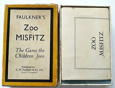 Antique Card Game Faulkners Misfitz Zoo 54 Cards Rules + Box 1920 Uk Freepost • £29