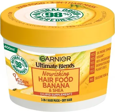 Garnier Ultimate Blends Hair Food Banana 3-in-1 Dry Hair Mask Treatment 390ml • £5.93