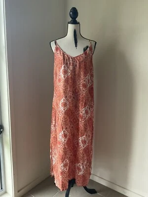 $99.95 • Buy Arnhem Orange Floral Strappy Lyocell Side Split Slip Dress Size 12