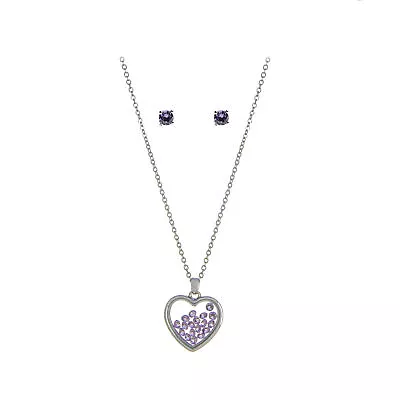 The Skyline Collection June Birthstone Purple Alexandrite Heart Jewelry Set • $16.99