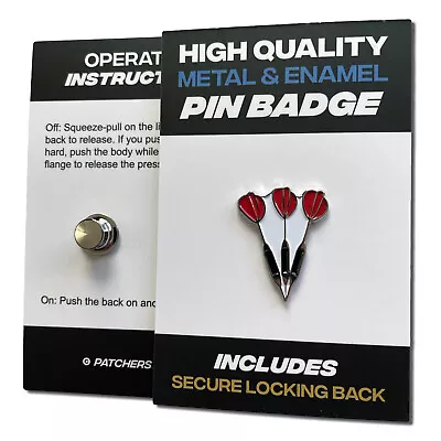 3 Darts High Quality Metal & Enamel Pin Badge With Secure Locking Back • £4.50