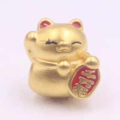 1pcs Pure 999 24K Yellow Gold Pendant For Women 3D Lucky Red Paint Cat 0.7-0.8g • $204.19