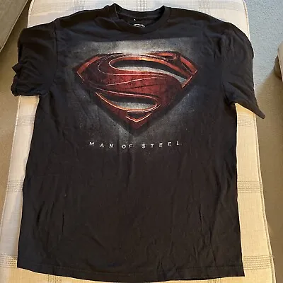 Superman Man Of Steel Movie Promo T Shirt Black Size Large Short Sleeve • $15.95