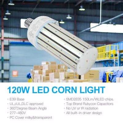 480V LED Corn Light 120W Replace 600 Watt Metal Halide HPS Bulbs E39 Mogul Base • $63.29