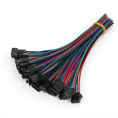 10Pairs JST SM 4-Pin Pitch 2.54mm 15cm Male And Female Led Strip Wire Connector • $7.35