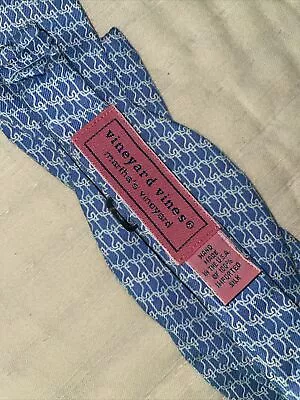 Vineyard Vines BLUE WHALES 100% Silk Handmade USA MADE Bow Tie FISH Adjustable • $29.99