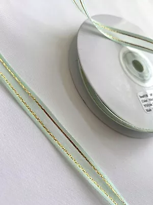 3/8  Satin & Metallic Gold Silver Edge Organza Sheer Ribbon Assorted Spool 25 Yd • $5.99