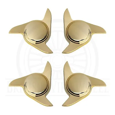 3 Bar/Ear Sharkfin Gold Knock Off Spinner Caps For Lowriders | Set Of 4 • $289
