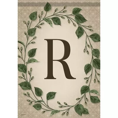 MONOGRAM INITIAL Letter R Ivy Wreath Dura Soft Garden Flag 12.5  X 18  Carson • $15.99