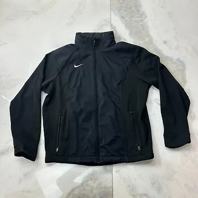 Nike Jacket Adult Medium Black Light Weight Zip Up Hood Waffel Training Running • $12.95