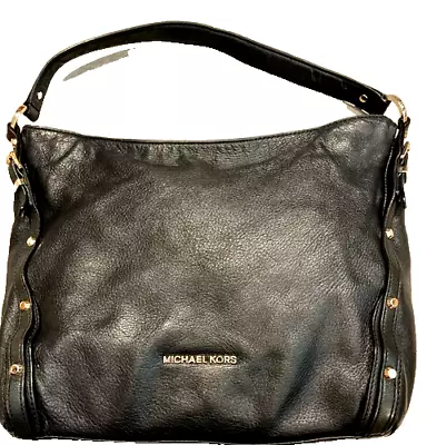 MICHAEL KORS Black Soft Leather AV-1304 Hobo Bag Stud Authenticated • $109.95