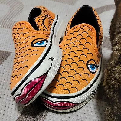 Vans Shoes Lips Koi Fish Slip On Yellow Orange Vintage Unisex Man Woman Casual • $40